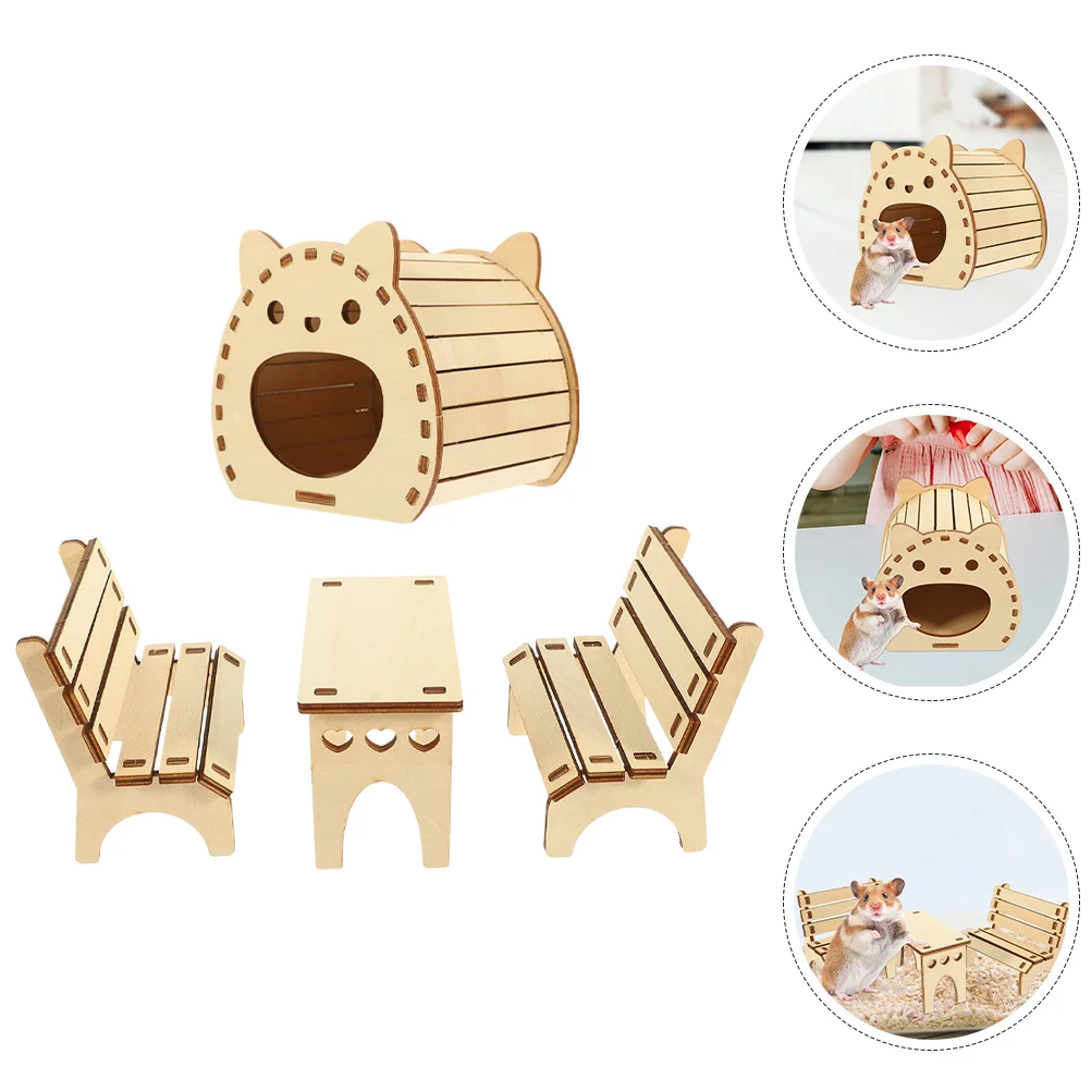 

Hamster Cabin Decor Self-assembly Hideout Cage Hiding Toy Puzzle Pets Exercising Sleeping House Wood Wooden Small Supply
