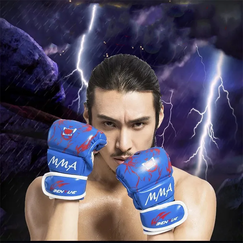 

New Half Finger Fight Boxing Gloves Mitts Sanda Karate Sandbag TKD Hand Protector For Boxeo MMA Muay Thai Kick Boxing Training