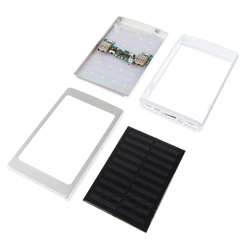 5V/1A 2A Portable Design Dual USB LED Light 5-Cell 18650 Battery Charger Box Solar Power Bank DIY Case Kit Alloy Accessories 1PC |