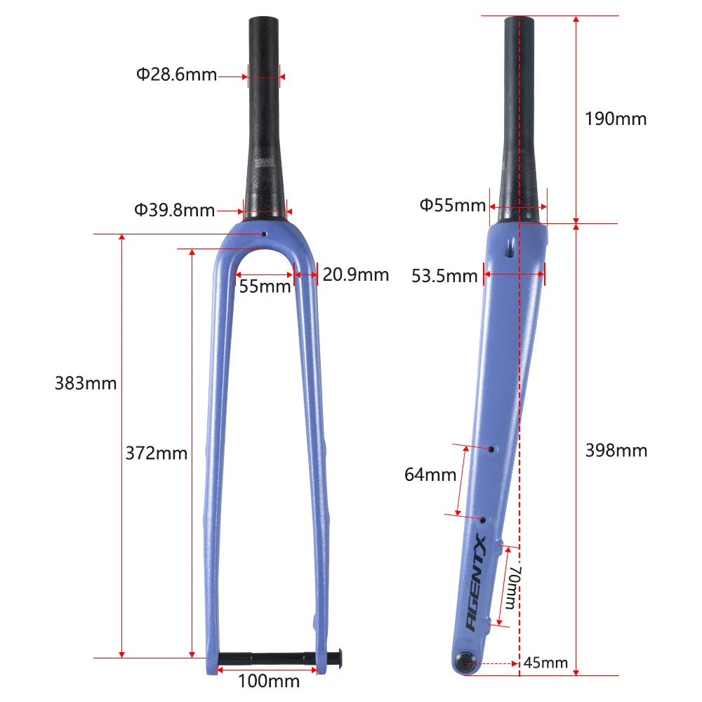 Bolany Carbon Road Fork 700c Конусная трубка Внедорожная бочка Ось Вилка 12*100 мм Универсальные