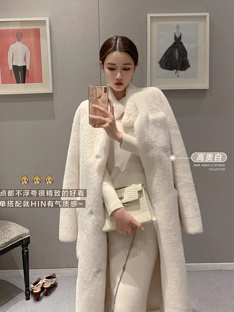Loose Women's Fur Coat with Cotton Lining Thickened Mid-Length Fur One Mink Wool Coat Fluff Wool Coat Winter Clothing 2022 New