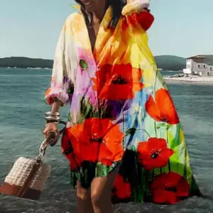 Beach Dress  Colorful   Dress Lapel Beach Dress  Summer Dress  Beach Dress  Colorful   Dress Lapel Beach Dress