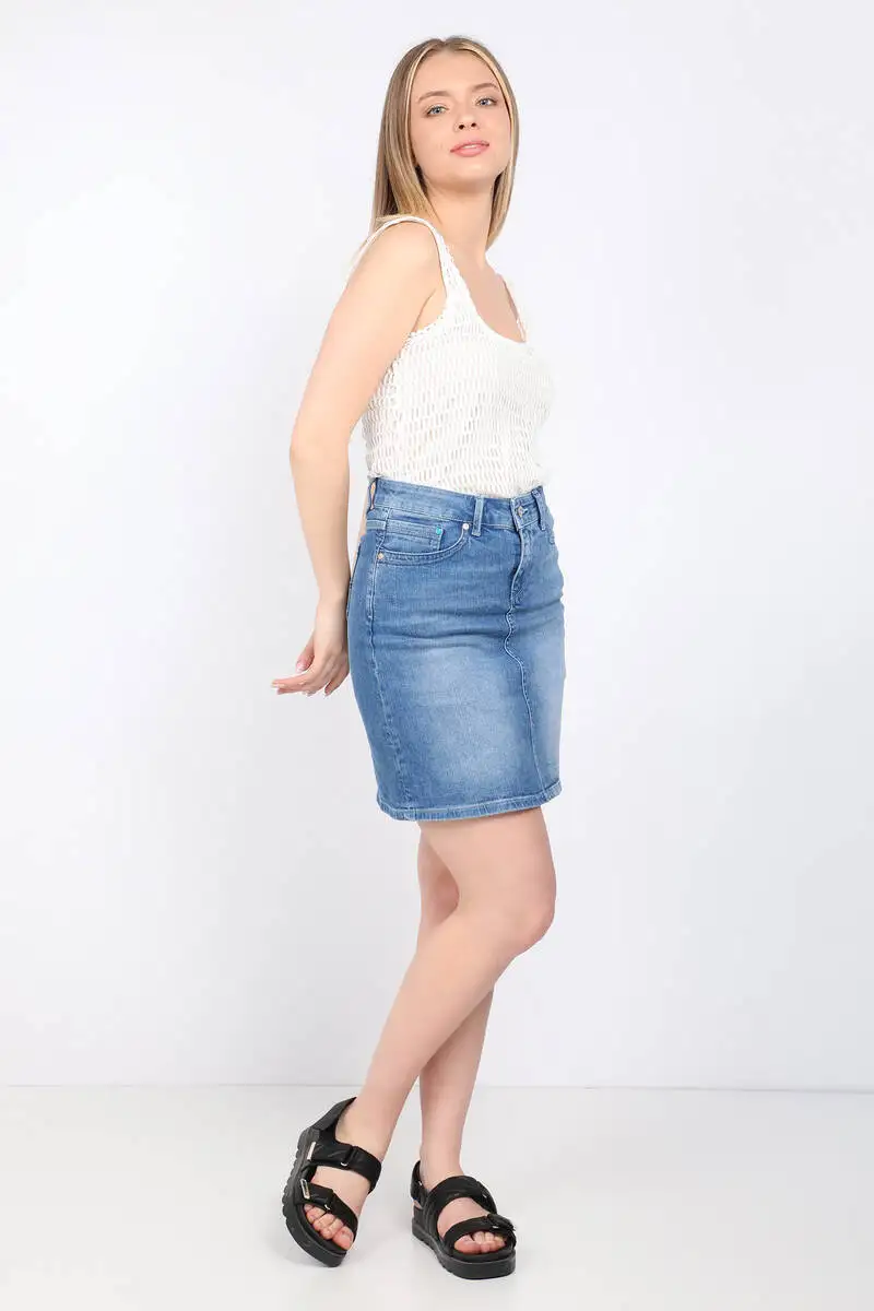 

Women Jean Midi Skirt Light Blue