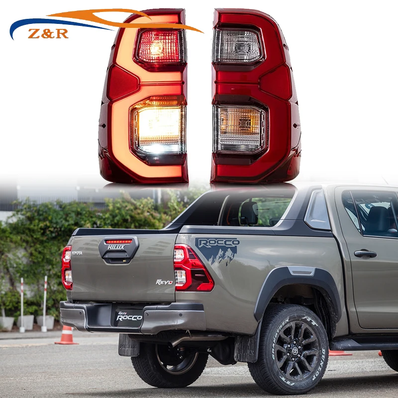 

Для Toyota Hilux Revo Rocco 2020 2021 2015-2019 светодиодные задние фонари, задние фонари, указатели поворота, стоп-сигналы, внешние фонари