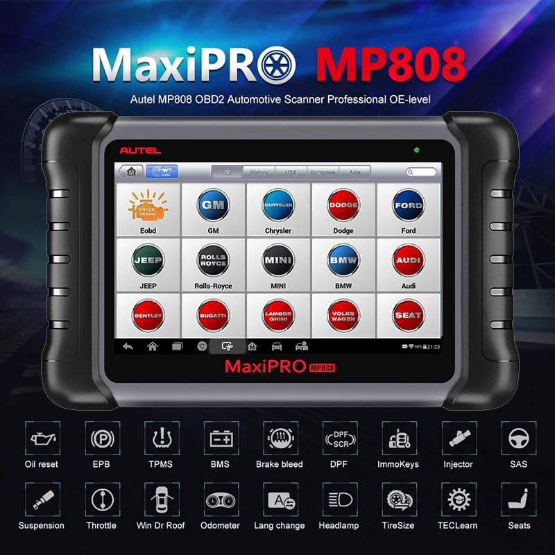 

Autel MaxiPRO MP808 диагностические инструменты с двунаправленным управлением OE-уровень OBD2 Профессиональный Автомобильный сканер PK MK808