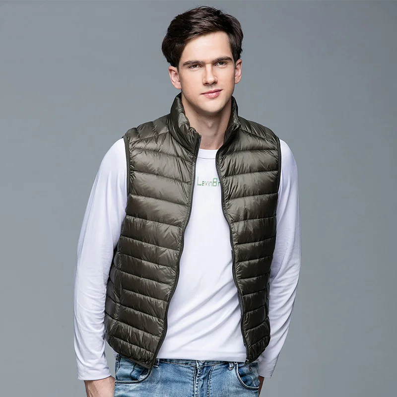 

2022 New Men's Winter Coat 90% Wite Duck Down Puffer Vest Portable Ultra Lit Sleeveless Jacket Portable Waistcoat for Men