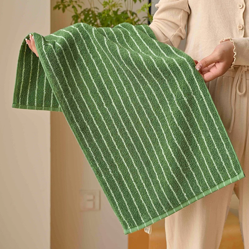 Полосатое полотенце из чесаного хлопка в стиле ретро, мягкое, уютное, окрашенное в пряжу полотенце для лица, супервпитывающее полотенце для ванной комнаты, домашнее полотенце для взрослых