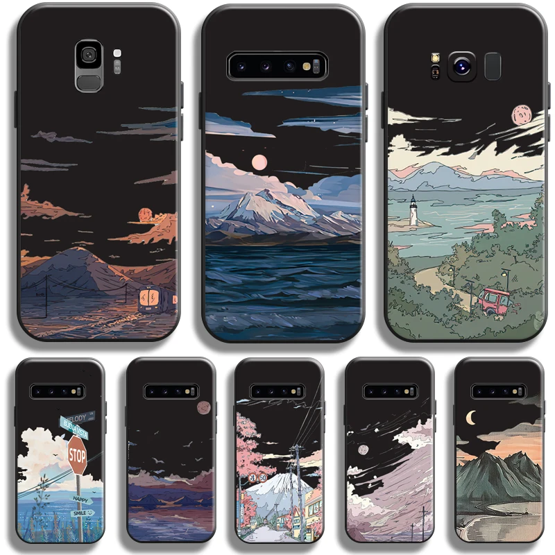 

Landscape Painting For Samsung Galaxy S10 S9 S8 Plus S10 5G S10 Lite S10E Phone Case Silicone Cover TPU Back Liquid Silicon