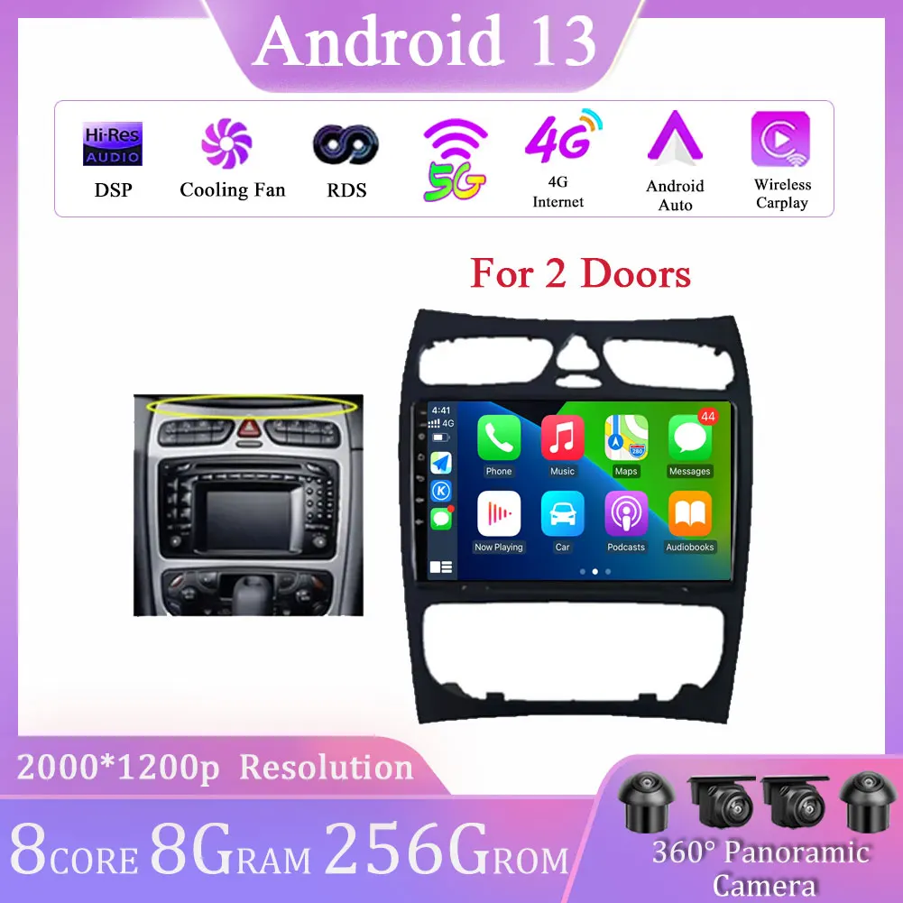 

Android 13 для Mercedes Benz C-Class W209 C200 C320 C350 CLK W203 2002-2005 навигация GPS Carplay 4G WIFI