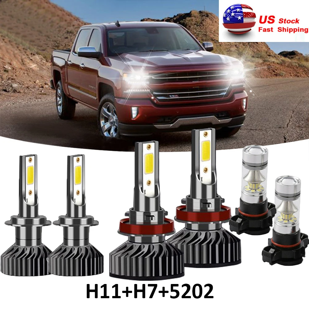 

For GMC Acadia 2007 2008 2009 2010 2011 2012 -6X 6000K LED Headlights+Fog Light