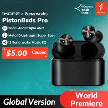 [World Premiere] 1MORE PistonBuds Pro Triple ANC Bluetooth 5.2 Wireless Earbuds 4 Microphone DNN Metal Diaphragm 30 Hour Battery