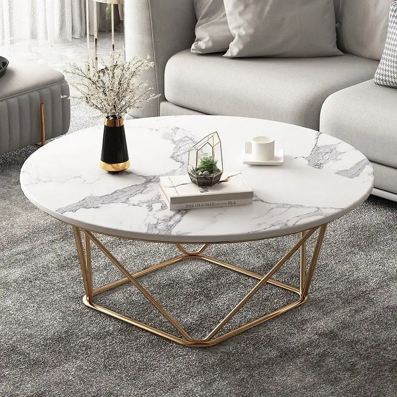

White Round Coffee Tables Decoration Design Marble Aesthetic Mount Coffee Table Floor Free Shipping Mesa Plegable Home Furniture