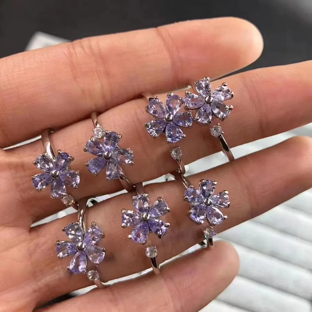 

Кольцо на удачу из натурального танзанита Fengbaowu, ограненное в виде капли воды, серебро 925 пробы, восстанавливающий камень рейки, модные ювелирные украшения в подарок, 1 шт.