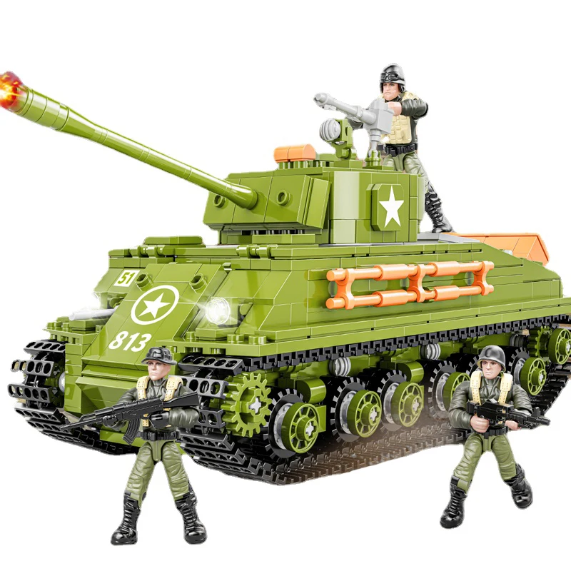 

Вторая мировая война Военная Модель серия M4 Sherman средний танк коллекция орнамент строительные блоки кирпичи игрушки подарки