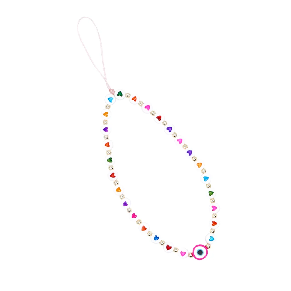 

Lanyard Wrist Beaded Strap Wristlet Eye Chain Lucky Polymer String Clay Cell Mobile Cellphone Lanyards Key Decoration Hanging