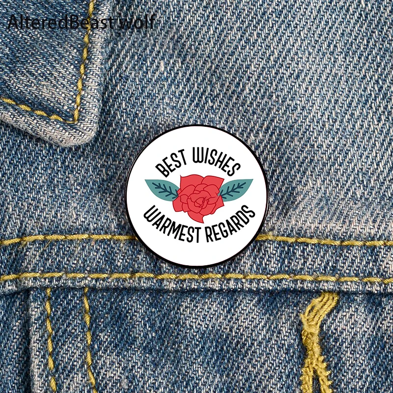 

Best Wishes Rose Printed Pin Custom Funny Brooches Shirt Lapel Bag Cute Badge Cartoon enamel pins for Lover Girl Friends