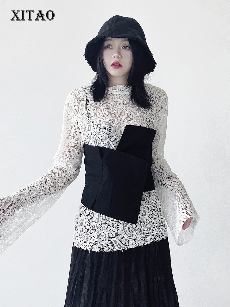 

XITAO Black Fashion Irregular Cummerbunds Simplicity Solid Color Temperament Street Trendy Women Decoration Cummerbunds HQQ1000