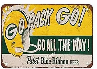 

Icraezy retro vintage metal sign 1961 packers and pabst blue ribbon beer pub home decor vintage look tin signs