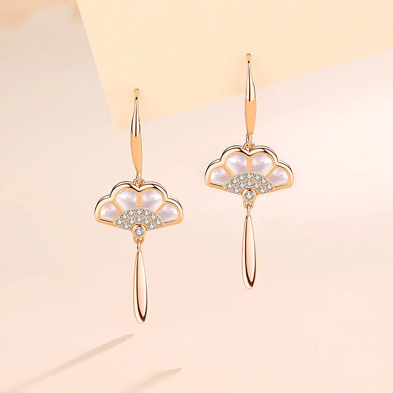 

ear pendants rose gold made of pure silver 925 material luxury women's jewelry factory small profit direct sales silver earrings