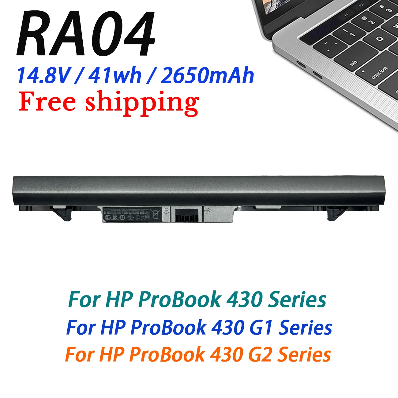 Новый аккумулятор RA04 RA04XL для ноутбука HP Probook 430 G1 G2 HSTNN-C84C HSTNN-IB4L H6L28ET H6L28AA HSTNN-IB5X