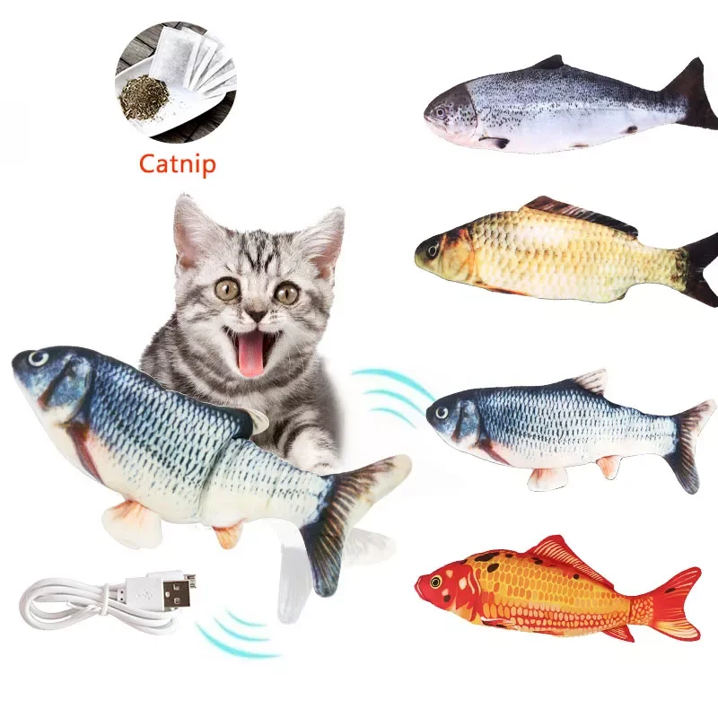 

2022NEW Pet Soft Electronic Fish Shape Cat Toy Electric USB Charging Simulation Fish Toys Funny Cat Chewing Playing Supplies Dro
