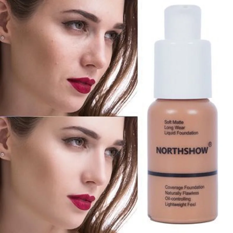 

8 Colors Optional Liquid Foundation Concealer Face Naturally Flawless Matte Oil-Control Waterproof Long Lasting Foundation 30ml