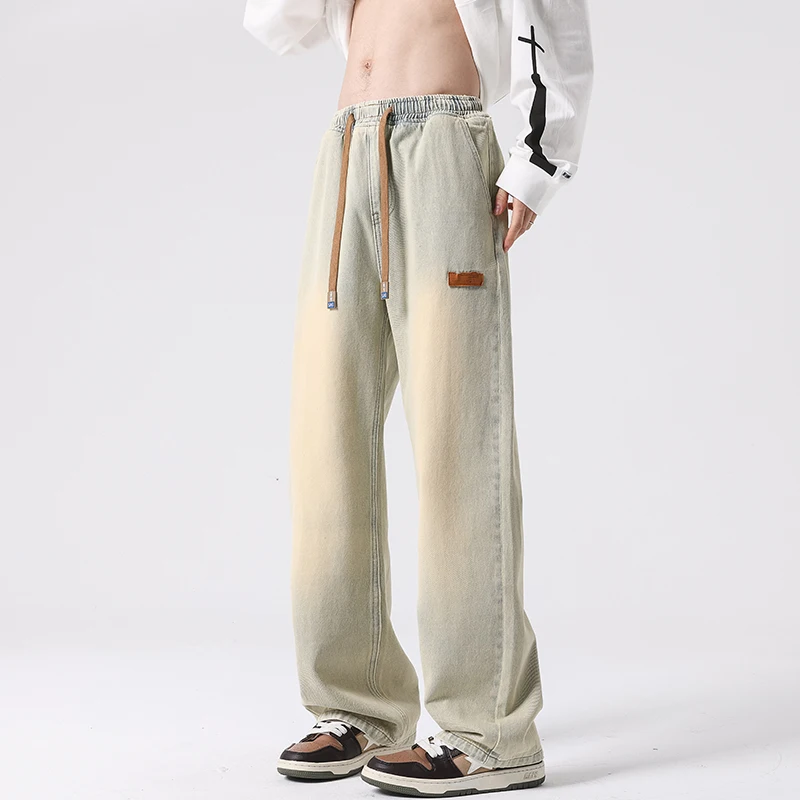 Прямые свободные джинсы в стиле ретро мужские джинсовые брюки нейтральная