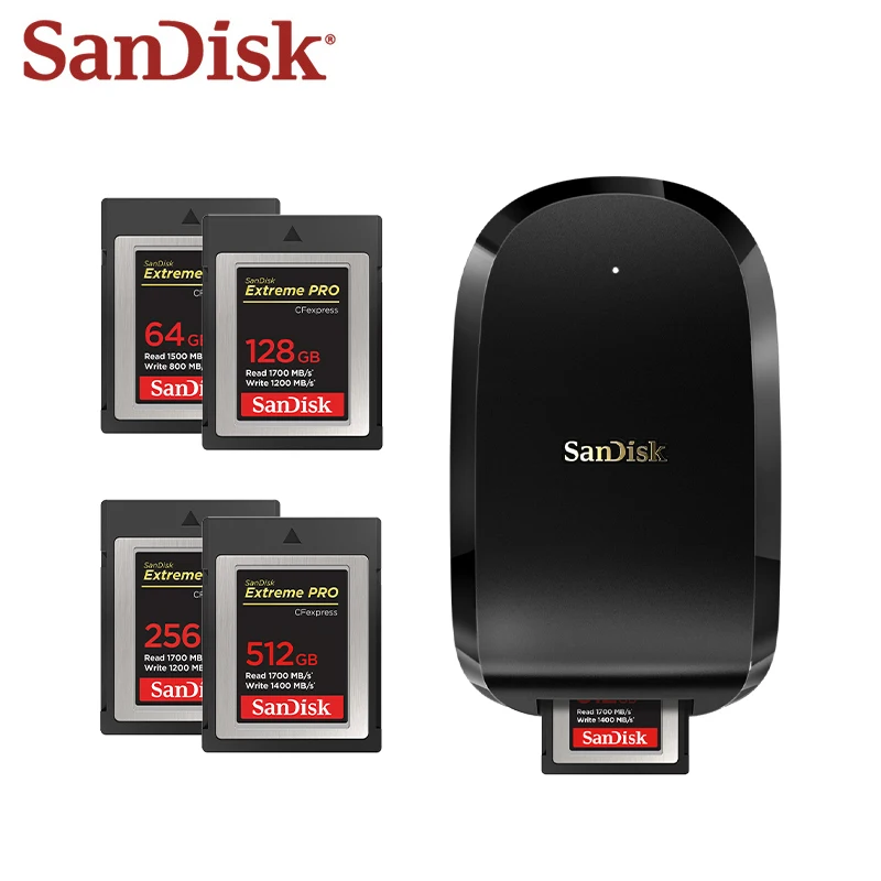 

Оригинальная карта памяти SanDisk Extreme PRO CFexpress Тип B с кардридером 64 Гб 128 ГБ 256 ГБ 512G камера 4K видео Type-B CFE карта