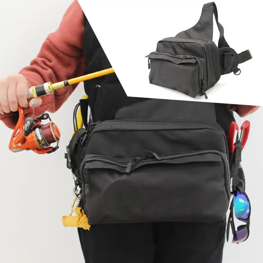 

Outdoor Shoulder Fishing Bag Large Capacity for Fishing Nylon Wear-resistant Adjustable Fishing Bag for Fishing