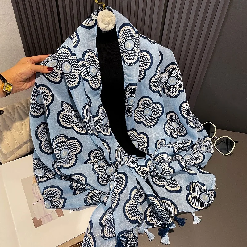 Зимняя мода вискозные шали с кисточками и маком женский шарф высокого качества