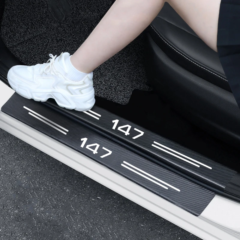 

Полоски на порог двери автомобиля, наклейки на порог, Накладка на порог, наклейка на задний багажник, пленка против царапин, наклейка для Alfa Romeo 147, логотип, украшение для автомобиля