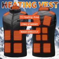 15 places heated vest warm winter warm electric usb intelligent thermal heating jacket men women outdoor hunting sleeveless coat