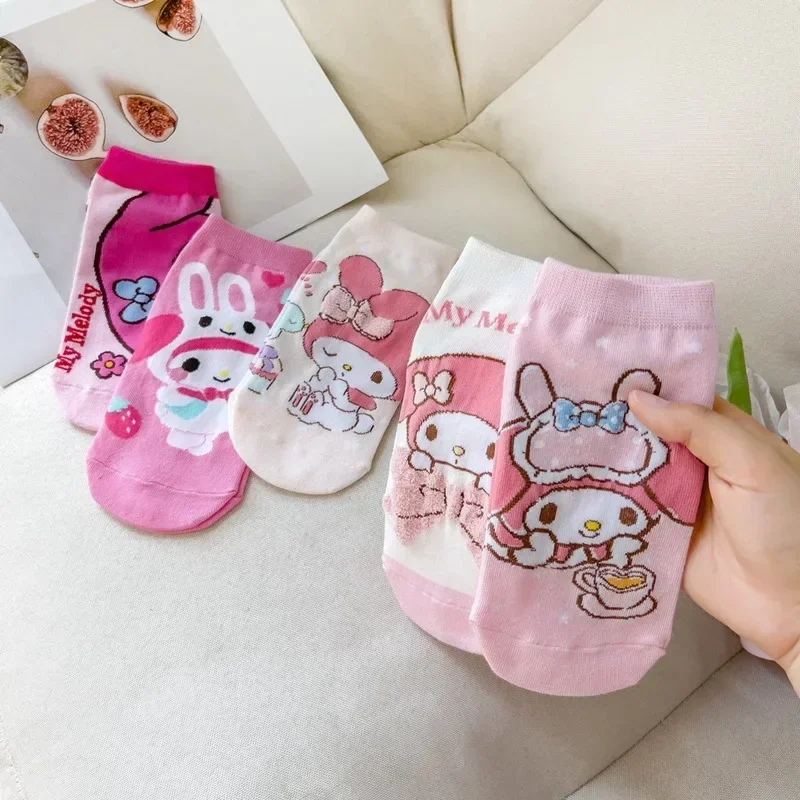 5 пар милых дневных носков милые Мультяшные лодочки My Melody невидимые