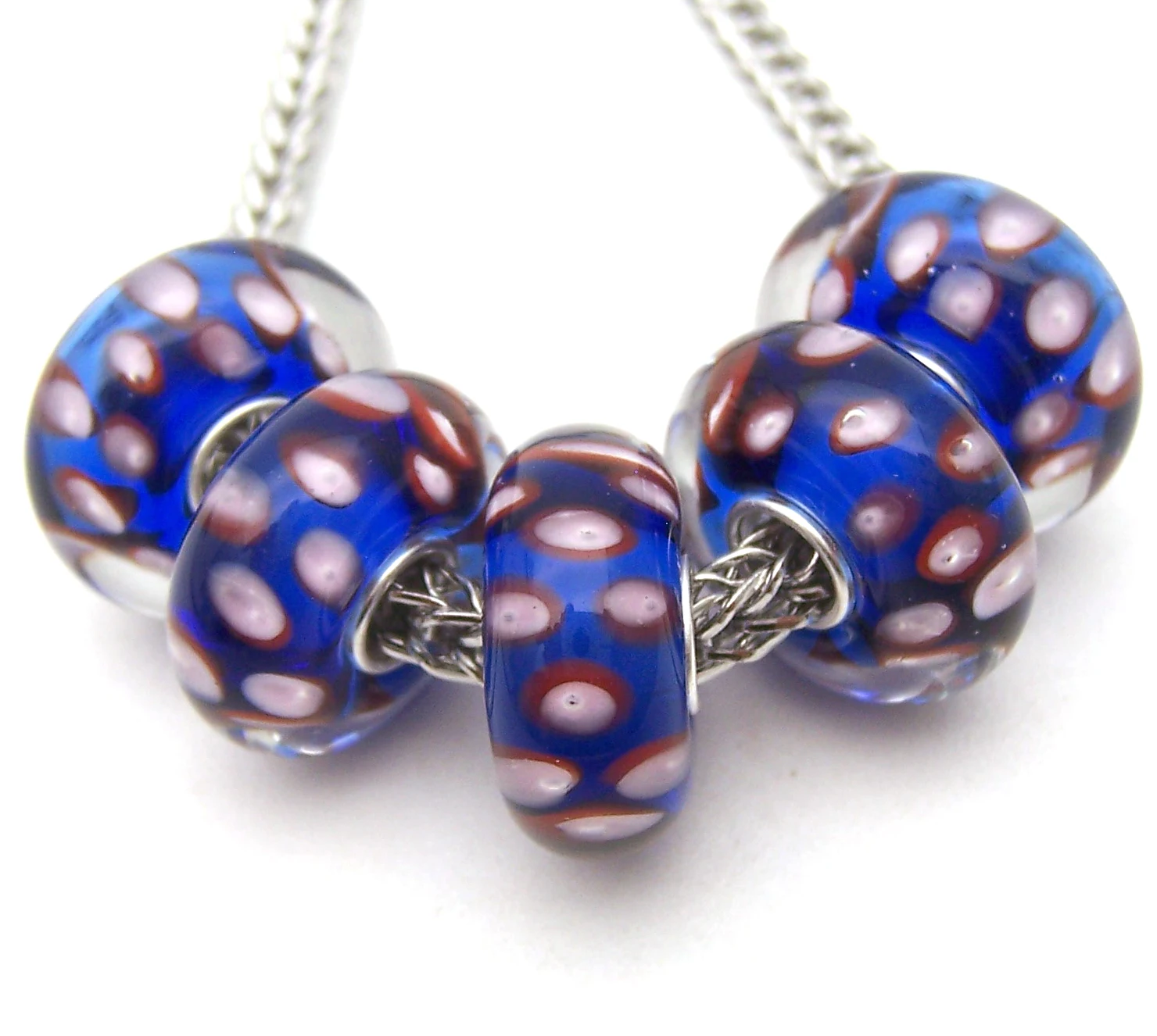 

Бусины из серебра 100% пробы с муранским стеклом