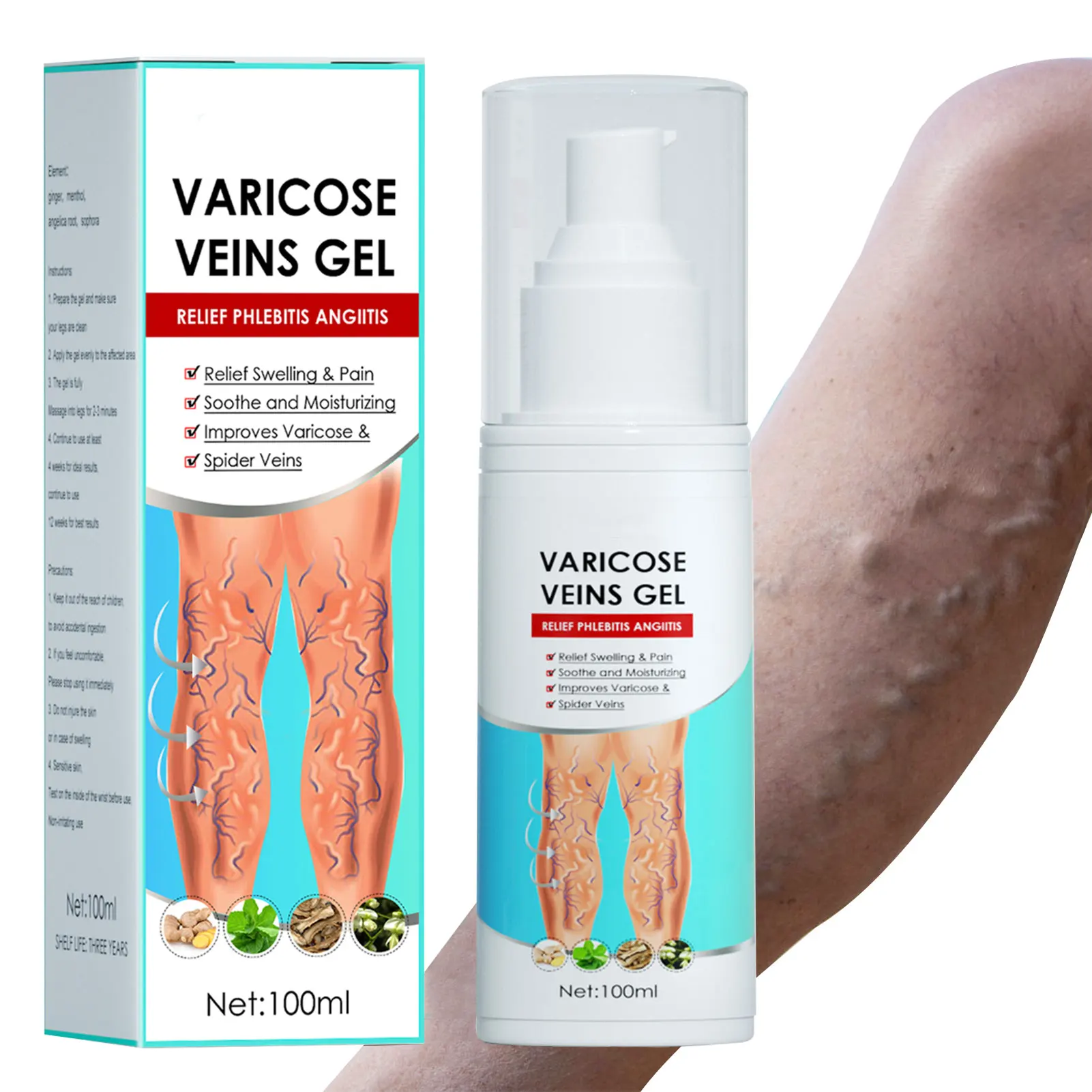 

Varicose Vein Massage Gel Improve Leg Condition Relieve Discomfort for Leg Muscle Soreness