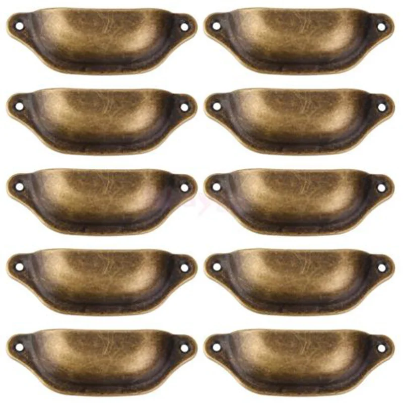 

10Pcs Retro Cupboard Cabinet Iron Pull Handles Drawers Door Furniture Handles