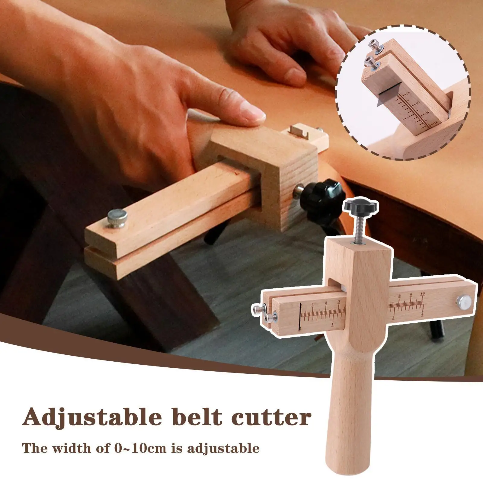 

Adjustable Leather Strap Cutter Leather Belt Cutting Wooden Strip Leather Craft Stainless Steel Tool with 5 Blades DIY Hand
