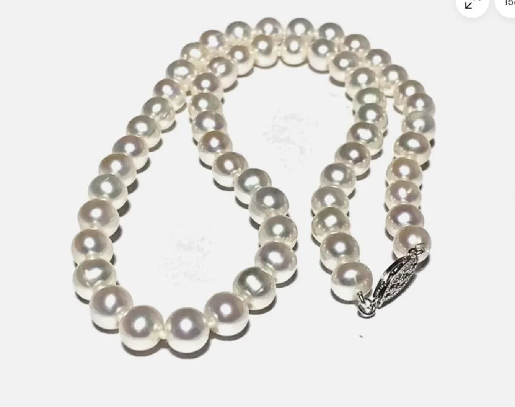 Высший класс AAAAA японский Akoya 8-9 мм Белое Жемчужное ожерелье 18 дюймов 14 к золотая
