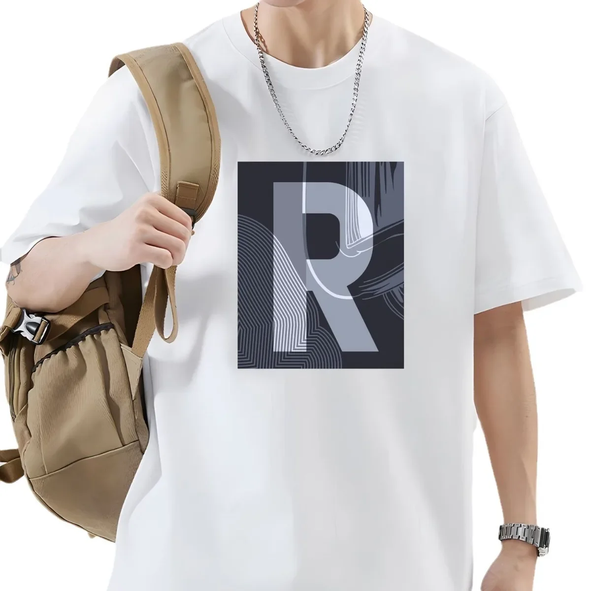Simple Graphic Tshirt for Men Plus Size Round Neck Tee Shirts Pure Cotton Harajuku Tops Male Clothing Summer New Short Sleeve