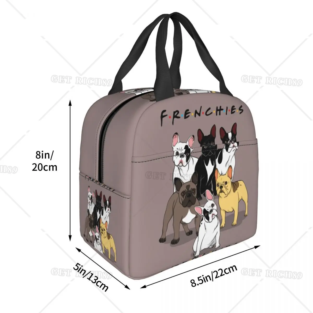 

Funny Frenchies French Bulldog Lunch Bag For Women Resuable Thermal Insulated Lunch Tote Box For Kids School Children Food Bags