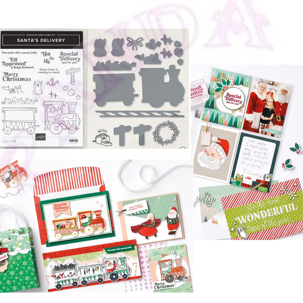 

New Christmas Santa Delivery Clear Stamps Metal Cutting Die Decor Scrapbooking Craft Cut Paper Punching Embossing Handmade