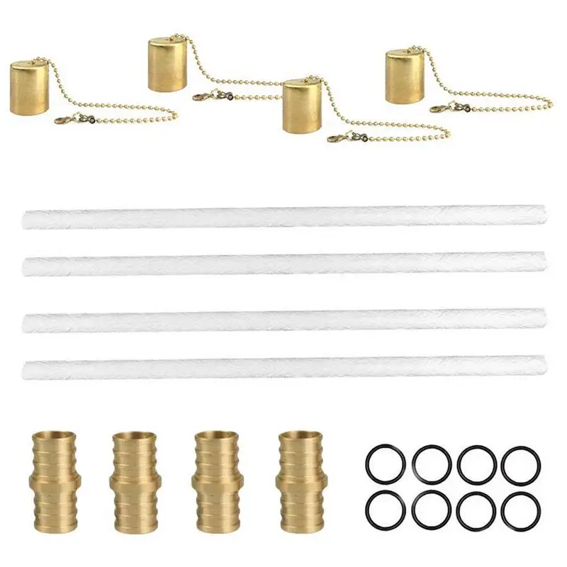 

Torch Wick Fiberglass Torch Replacement Wicks Bottle Torch Wicks Kit Includes 8 Long Life Torch Wicks Copper Lamp Cover & Brass