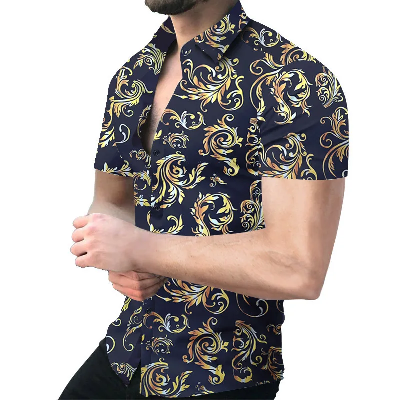 Summer Men's Printed Hawaii Casual Shirts 2022 Brand Streetwear Men's Clothing Cardigan High-End Short Sleeve Dress Shirt