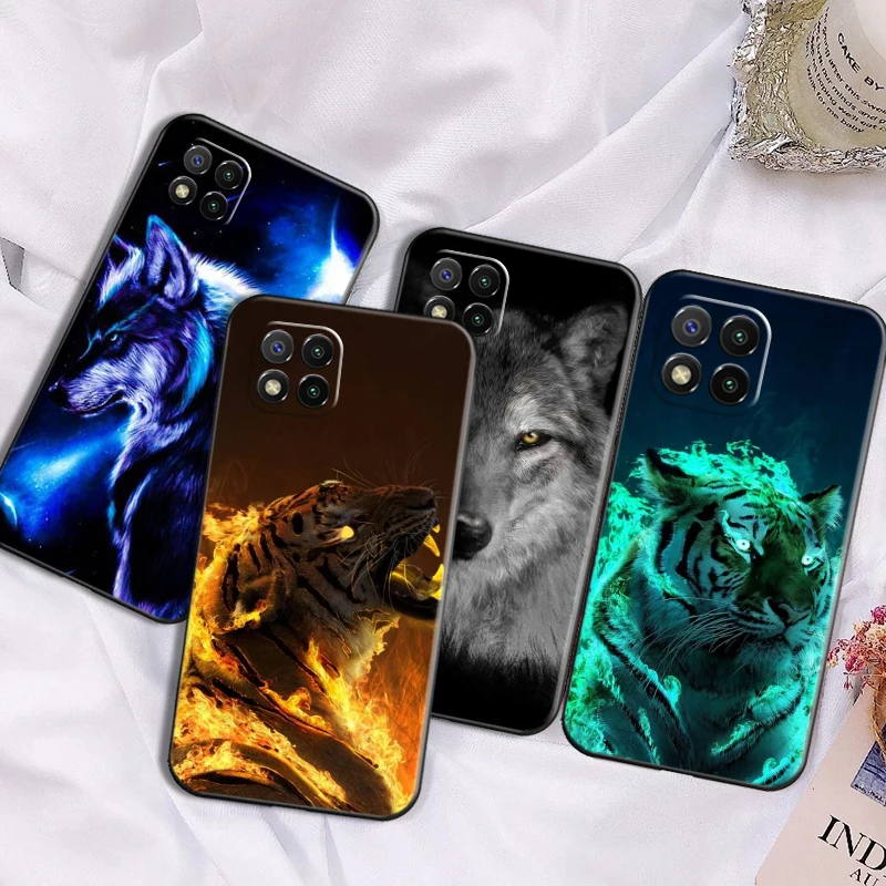 

Phone Case For Xiaomi Redmi 7 7A 8 8A 9 9i 9AT 9T 9A 9C Note 8 8T 8 Pro 8 2021 Animal Lion Tiger Horse Wolf TPU Black Cover