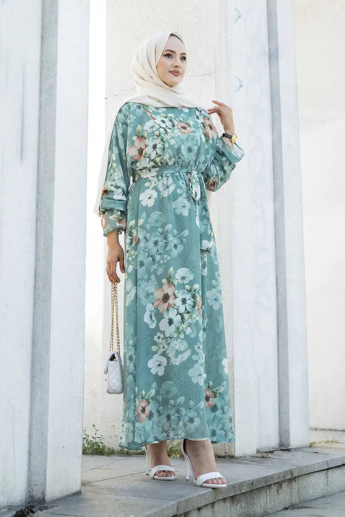 Шифоновые Платья с цветочным рисунком, зимние осенние аксессуары 2021, головной платок, Исламская Турция