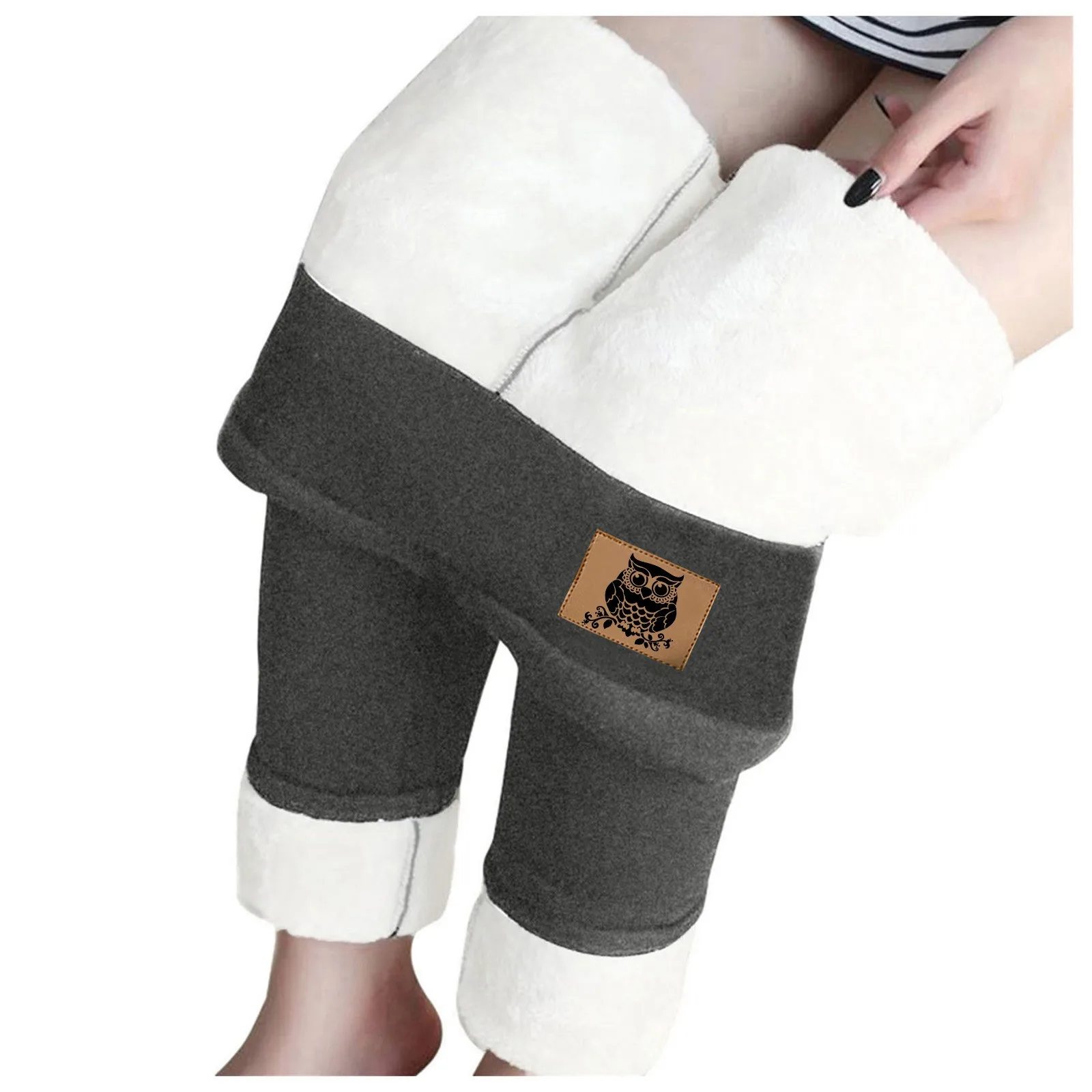 

Womens Winter Casual Solid Color Leggings Elastic High Waist Thermal Capris Workout Trousers Disposable Underwear Maternity