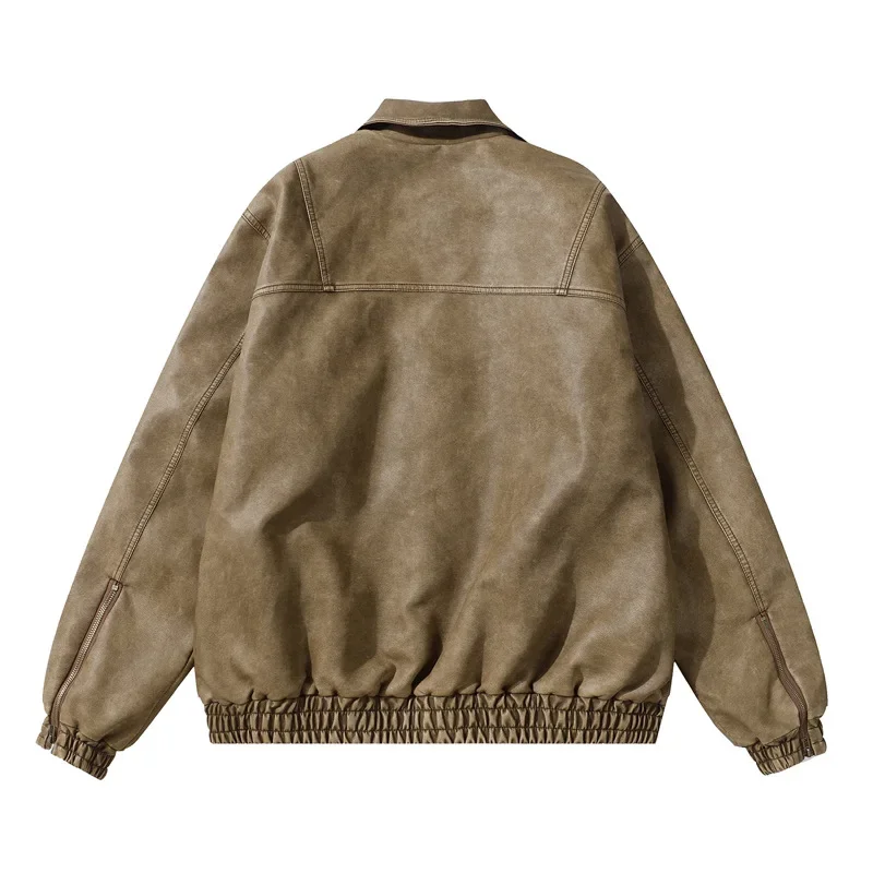 Осень/зима винтажная мужская уличная модная свободная кожаная куртка в