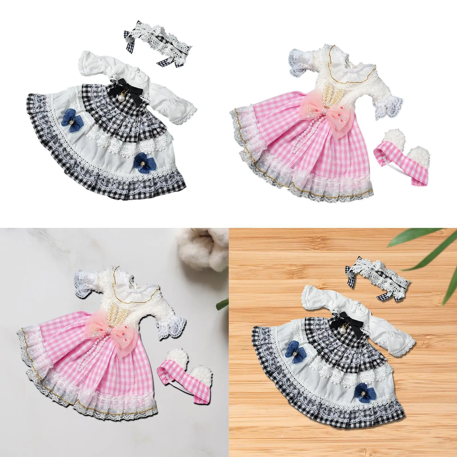 Платье в клетку для куклы BJD 30 см