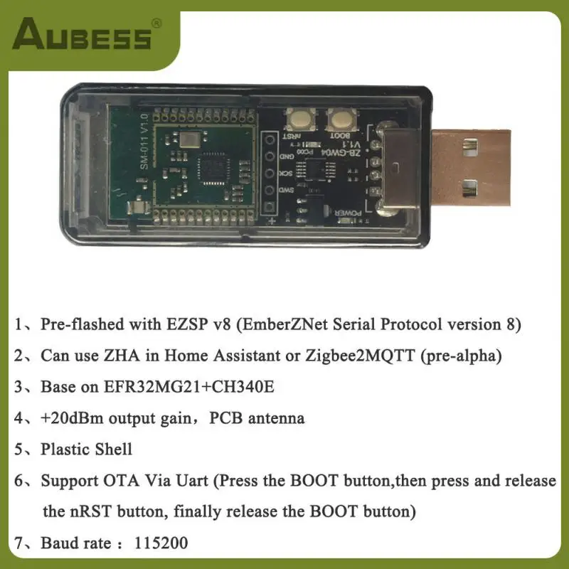 

Универсальный мини-концентратор с открытым исходным кодом Zigbee 3,0, шлюз, беспроводной модуль с Usb-ключом и чипом, умный дом, новая поддержка Ota через Uart