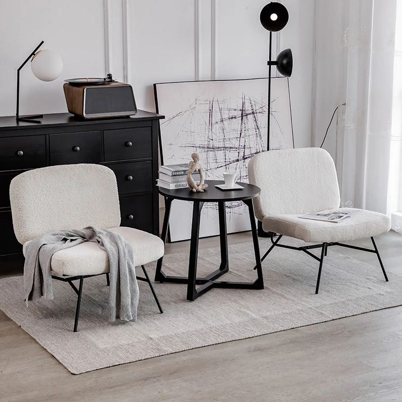 

Nordic Light Luxury Sofa Chair Lamb Velvet Single Sofa Retro Iron Restaurant Milk Tea Shop Small Sofa Lounge Chair Chair Bed
